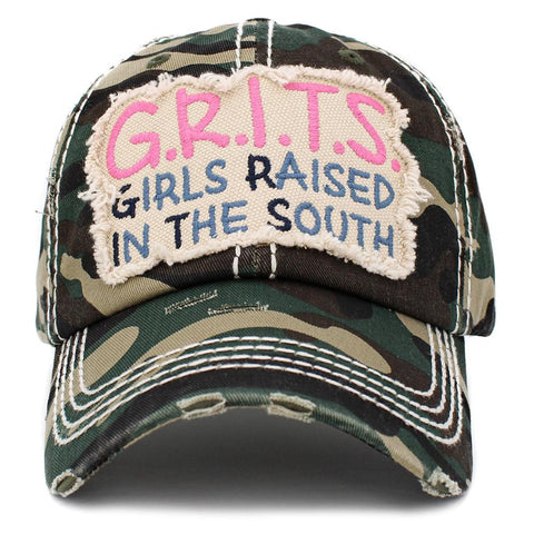 Vintage Distressed "G.R.I.T.S." Embroidered Baseball Cap