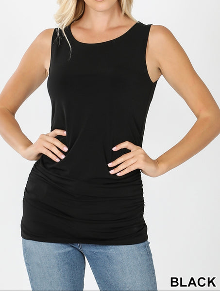 Side Ruched Sleeveless Top