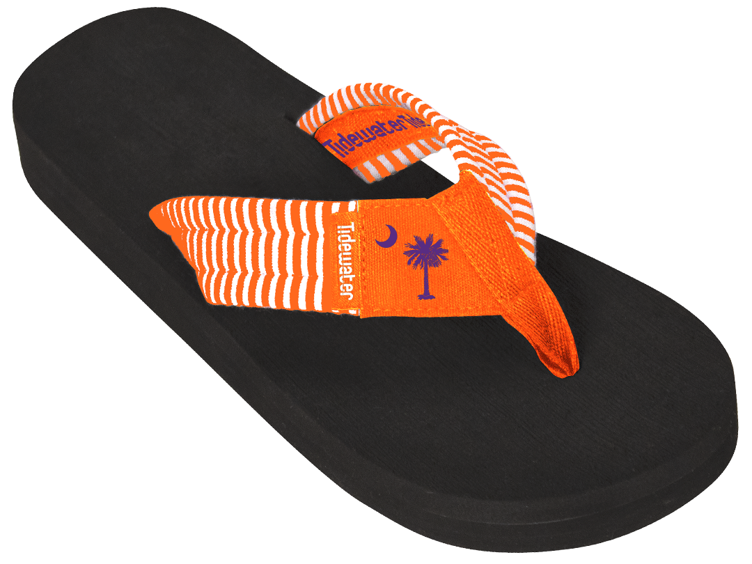 Sandals, Orange Palmetto Stripe