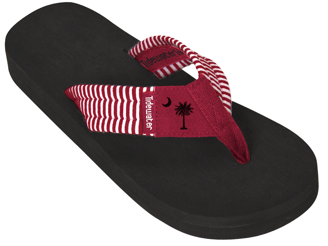 Sandals, Garnet Palmetto Stripe