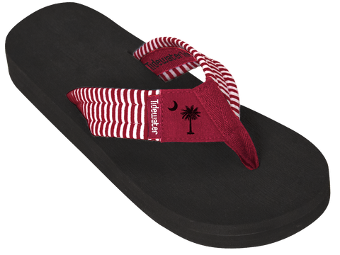 Sandals, Garnet Palmetto Stripe