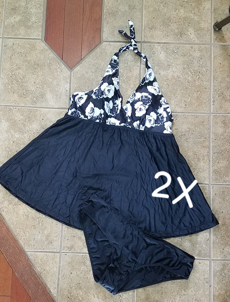 Tankini, Black and White, 2XL