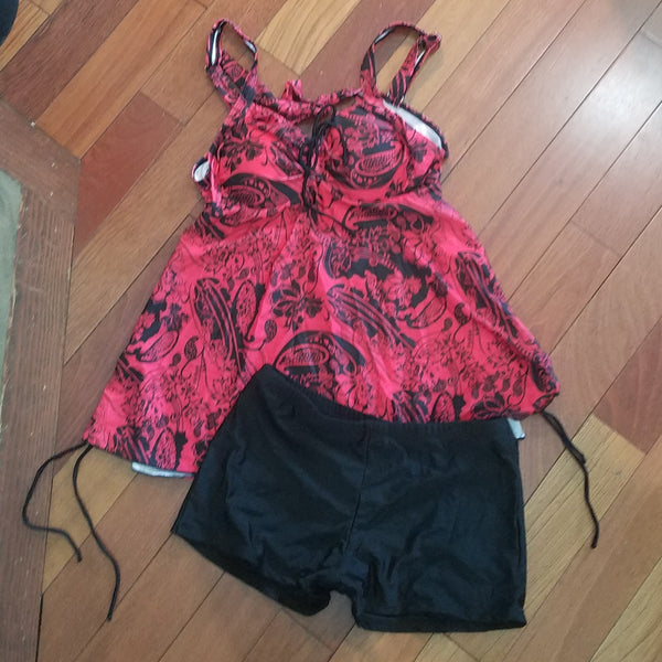 Tankini, Red and Black, M