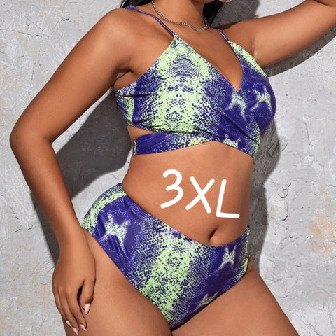 Bikini, Purple and Lime, 3XL
