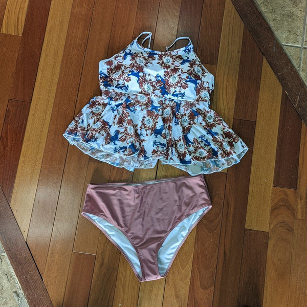 Tankini, Floral with Pink Shorts, 2XL