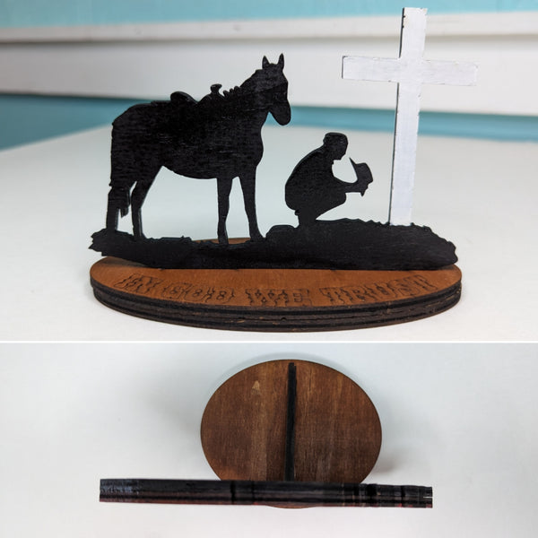 Wood Engraved Cowboy Prayer