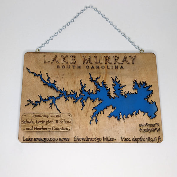 Wood Engraved Plaque with Lake Murray