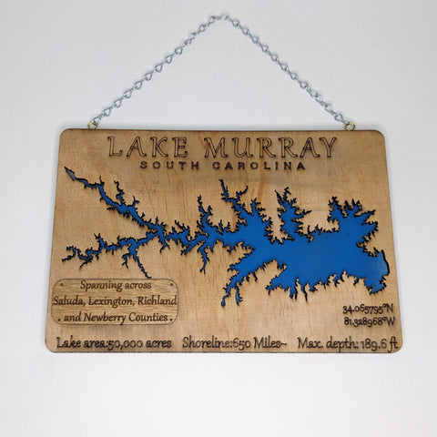 Wood Engraved Plaque with Lake Murray