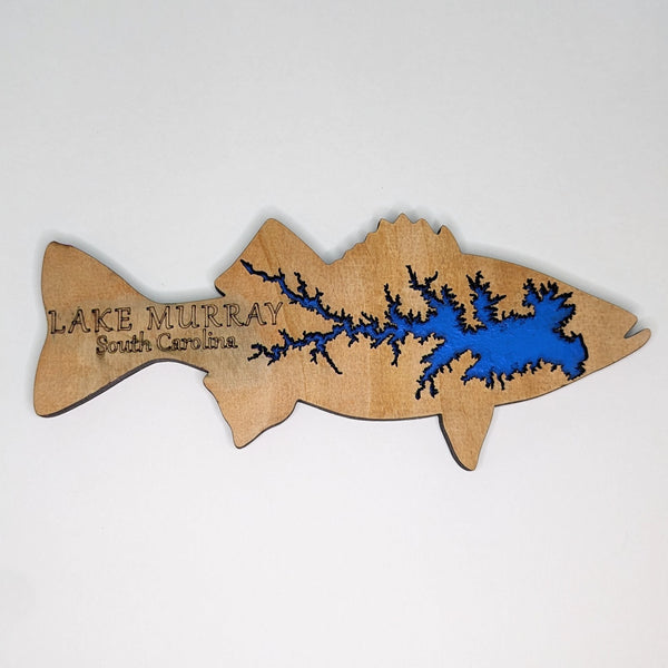 Wood Engraved Fish with Lake Murray