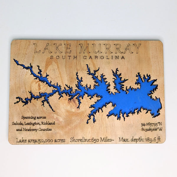 Wood Engraved Plaque with Lake Murray