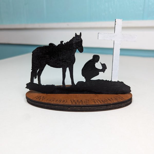 Wood Engraved Cowboy Prayer