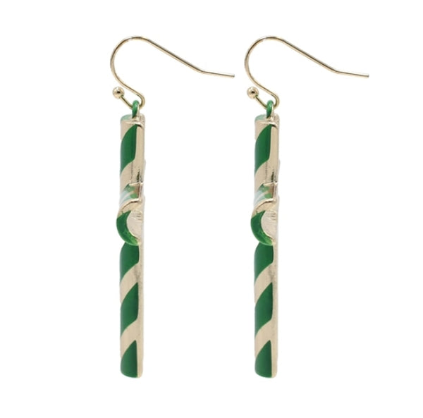 THE CHEVRON CROSS EARRINGS | GREEN & GOLD