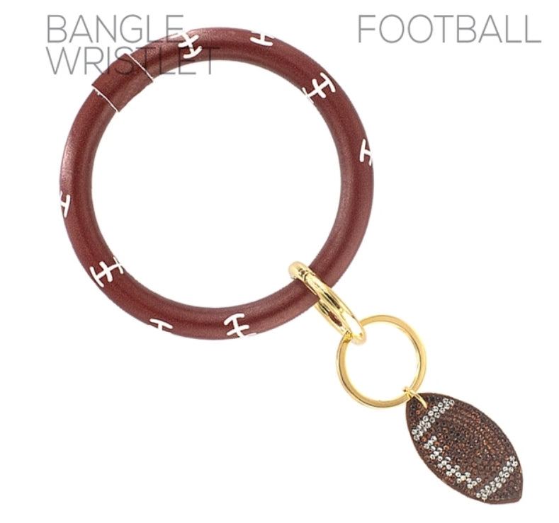 THE FOOTBALL BANGLE KEY CHAIN | BROWN/WHITE