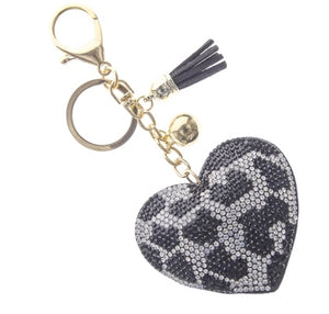 THE CRYSTAL HEART KEY CHAIN | BLACK LEOPARD