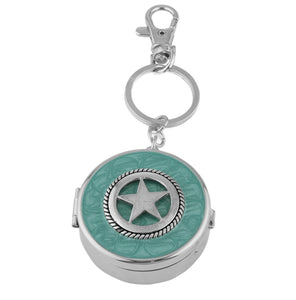 THE STAR PILL BOX KEY CHAIN | TURQUOISE