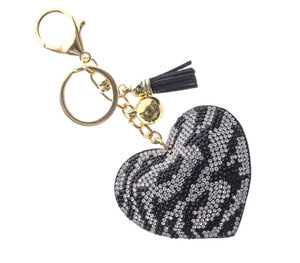 THE CRYSTAL HEART KEY CHAIN | BLACK ZEBRA