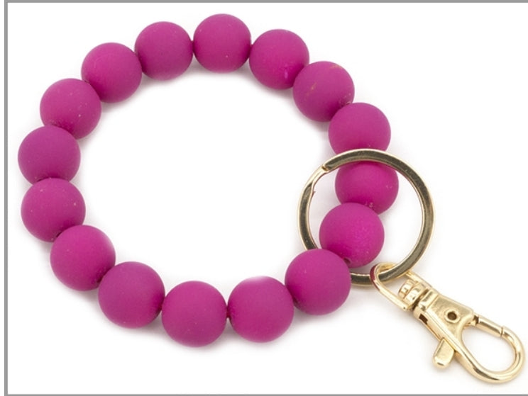 THE WOOD BEAD KEY CHAIN | FUCHSIA