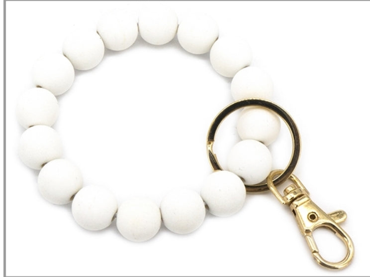 THE WOOD BEAD KEY CHAIN | WHITE