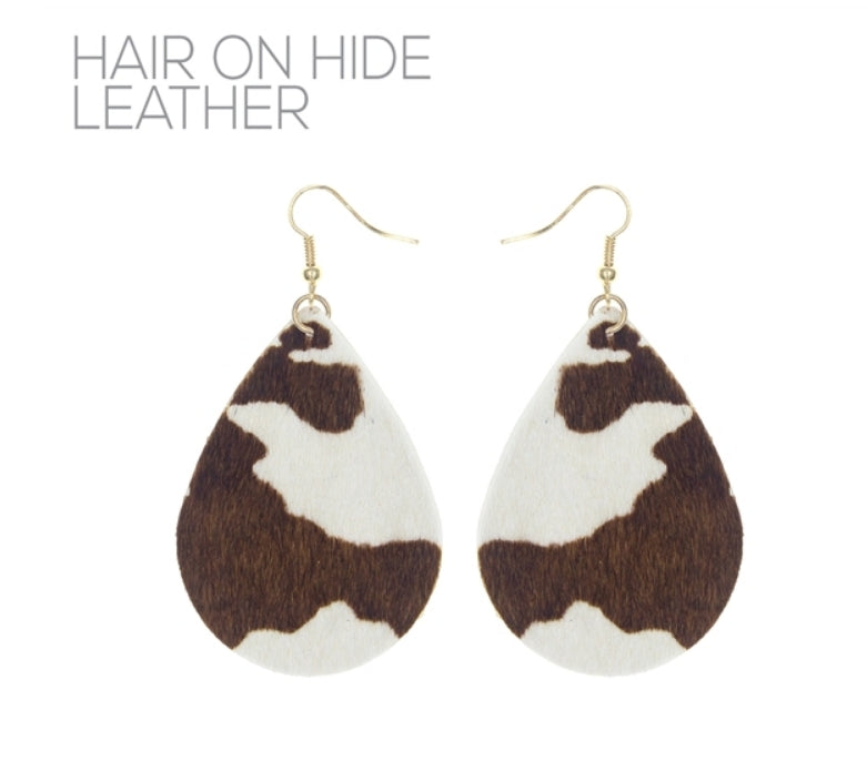 THE ANIMAL PRINT TEARDROP EARRINGS | BROWN/IVORY