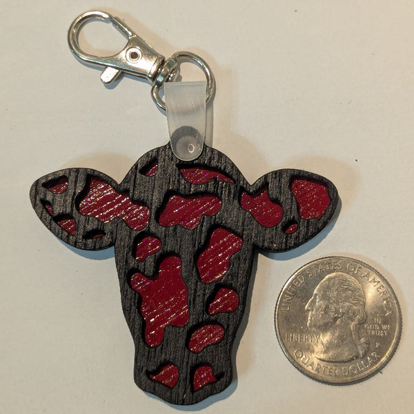 Wood Engraved Cow Tag Keychains