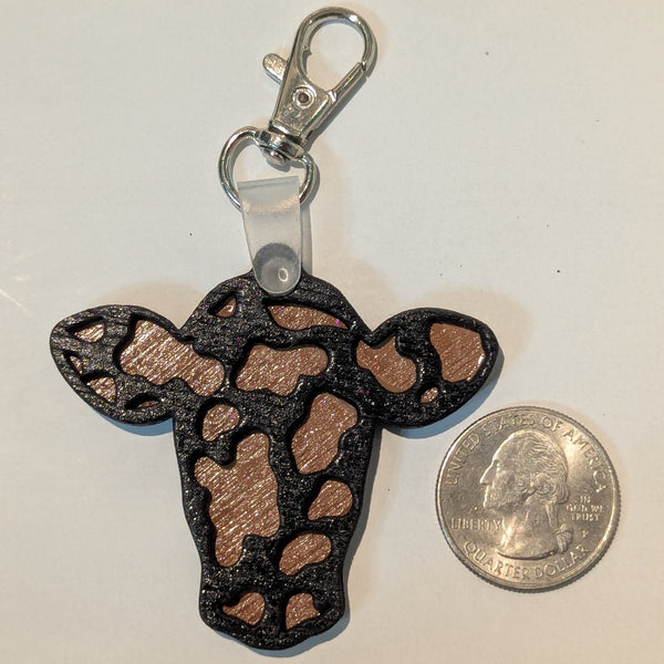 Wood Engraved Cow Tag Keychains