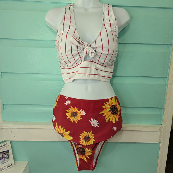 Bikini, Stripe & Sunflower, 2XL