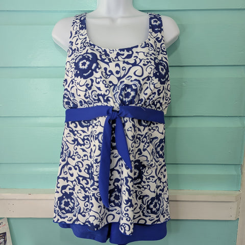 Tankini, Blue and White, 3XL