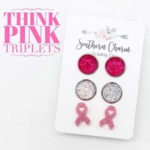 Think Pink Triplet Earrings