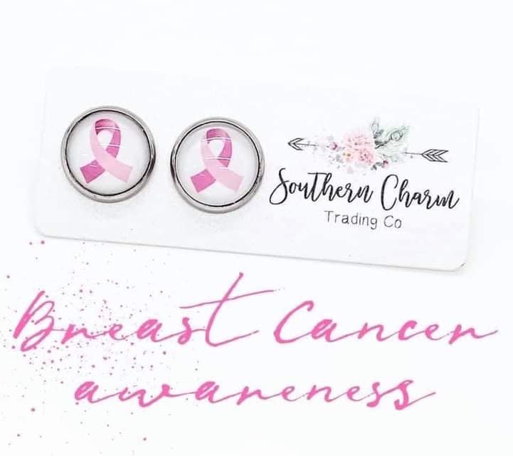 12mm Breast Cancer Awareness Earrings